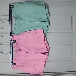 Lady Hathaway 100% Cotton 2 Pairs of Shorts Pink/Green Size 10 VGUC